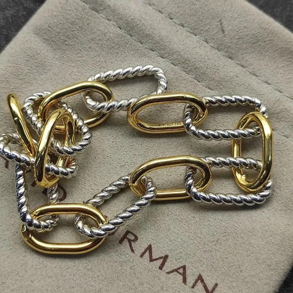 David Yurman Gold and Silver Mixed-Metal Link Bracelet - Picture 3 of 7